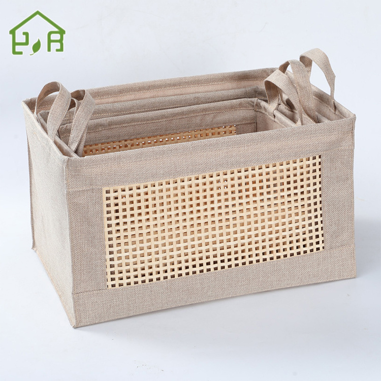 Wholesale felt baby nursery diaper caddy storage bag  basket Bamboo  Bin Customized Laundry Storage Box set