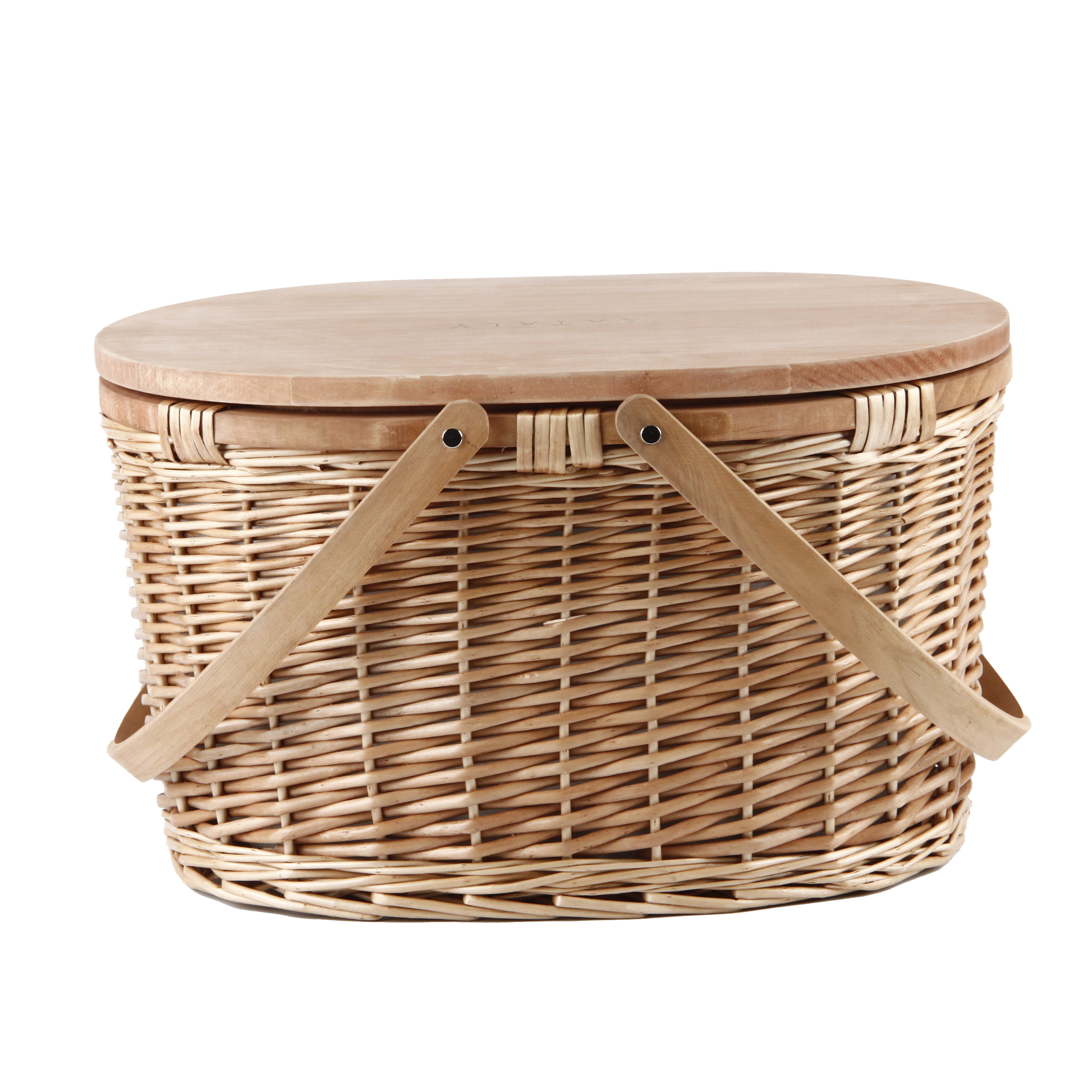 Wholesale rattan wicker bamboo cooler with wood lid picnic basket table set