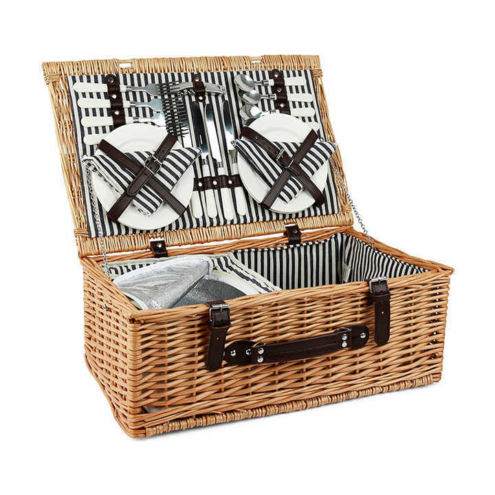 Hand Woven Cheap Willow Picnic Wicker Basket Picnic Basket Set for 4 Storage Baskets 53X33X20CM Customized Rectangle 100pcs