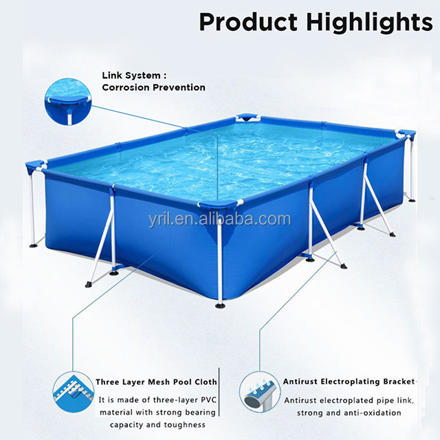 Infinity Sun cheap Price Rectangle Set Pvc Tarpaulin Plastic Metal Frame Swimming Pool for family