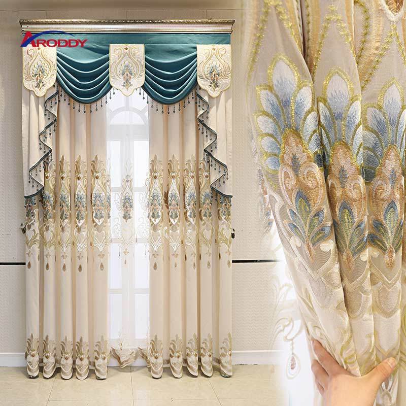 European Style Wholesale Luxury Home Cortina Custom Blackout Luxury Turkish Curtain Embroidery Design Curtains Drapes