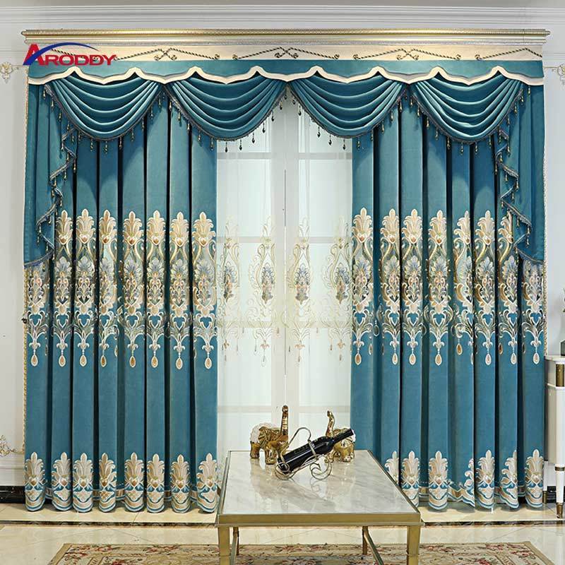 European Style Wholesale Luxury Home Cortina Custom Blackout Luxury Turkish Curtain Embroidery Design Curtains Drapes