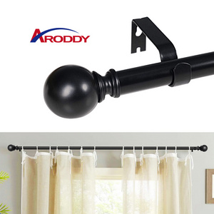 ARODDY 48" to 84" Adjustable Brackets Carbon Steel Divider Black Curtain Rod Set for Windows Heavy Duty Drapery Rods