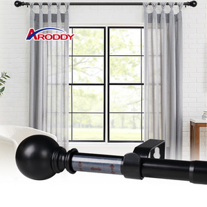 ARODDY 48" to 84" Adjustable Brackets Carbon Steel Heavy Duty Drapery Rods for Room Divider Black Curtain Rod Set for Windows