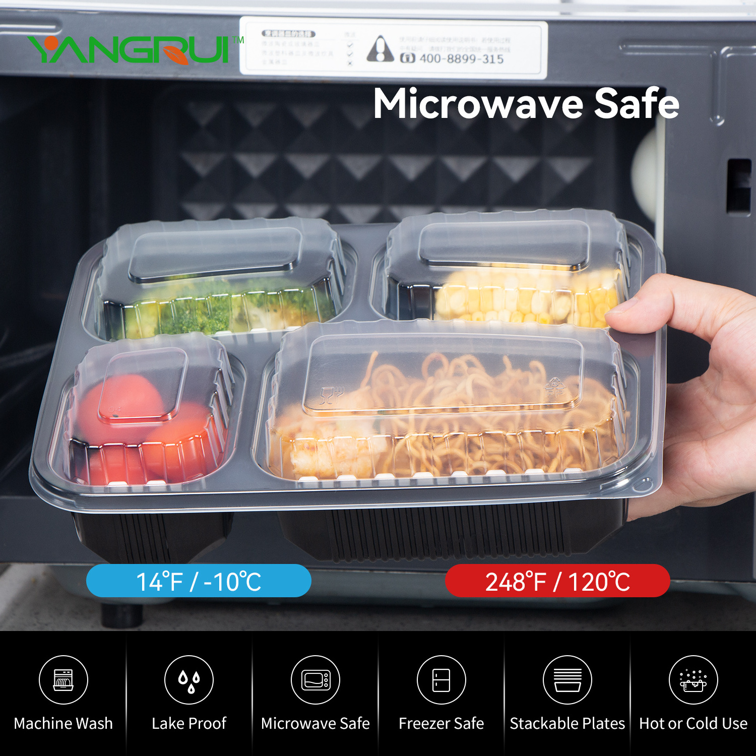 Restaurant Takeaway Bento Lunch Box 1 2 3 4 Compartment Microwave Disposable Togo Meal Prep Containers