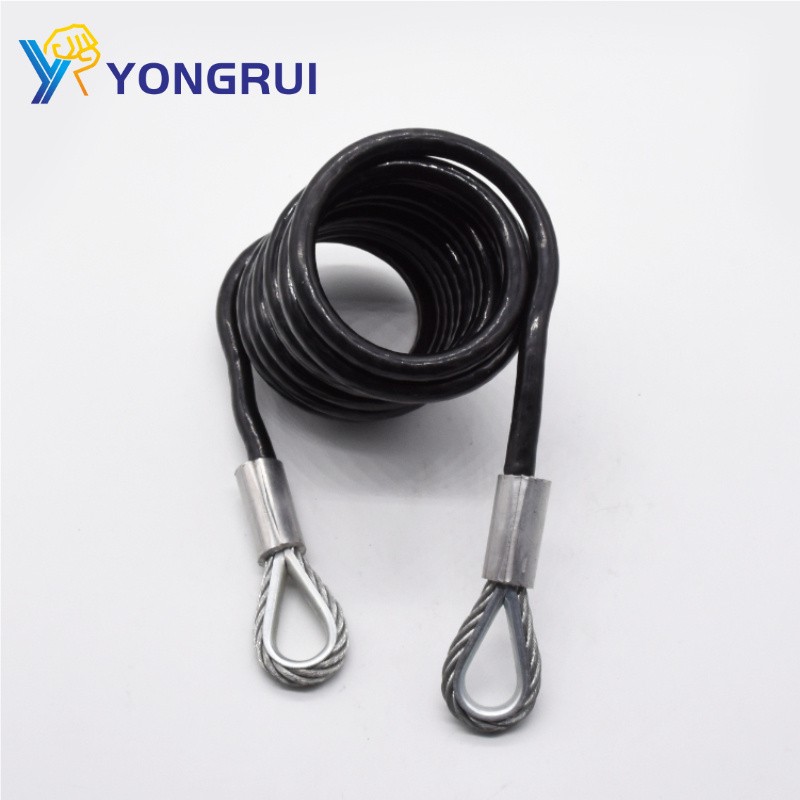 Retractable cable 8mm stainless steel Coiled Tow Bar Safety coiled lanyards