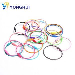 Colorful Coated Locking Cable Rope Stainless Steel Wire Keychain Wire Cable Key Ring