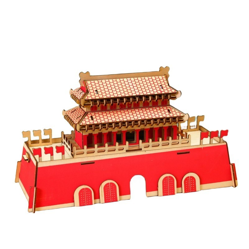 Chinese Architectural Wooden Jigsaw Puzzle 3D Puzzle Adults Supply Diy Building Toys 3d Wooden Building Model Kits