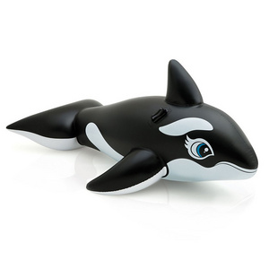 YongRong factory Children's killer whale inflatable ride cartoon shape water play toys water with handle floating row