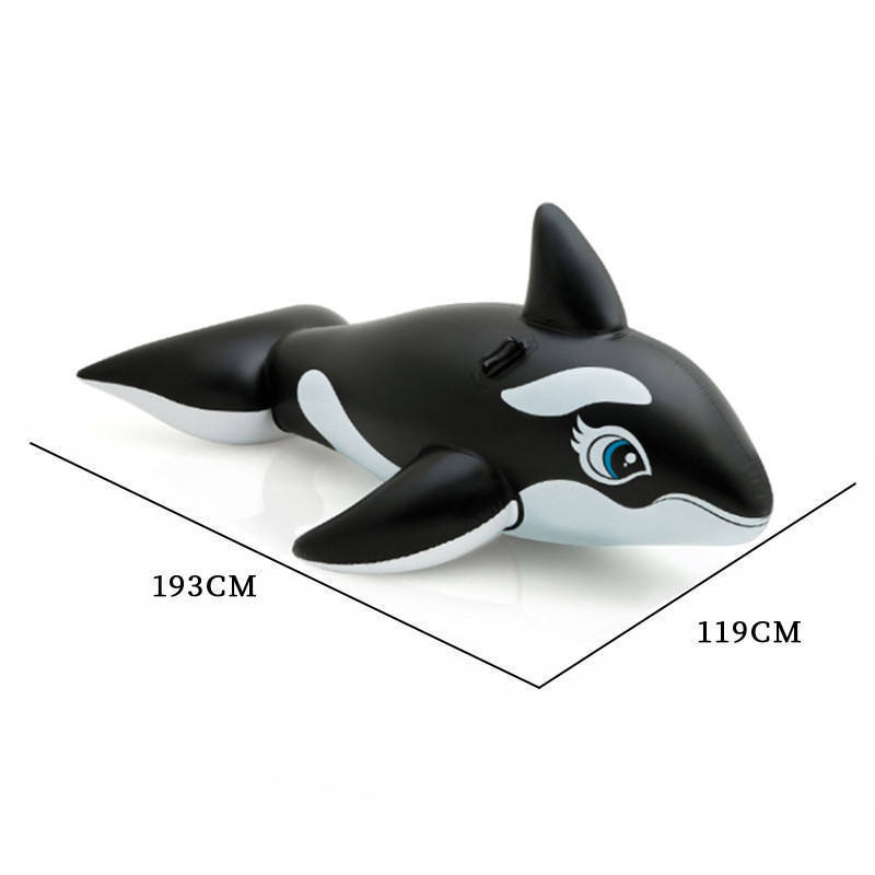 YongRong factory Children's killer whale inflatable ride cartoon shape water play toys water with handle floating row