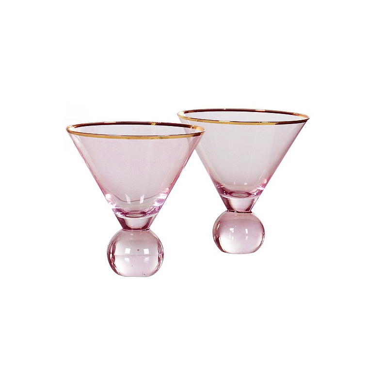 Pink Stemless Ball Martini Glass