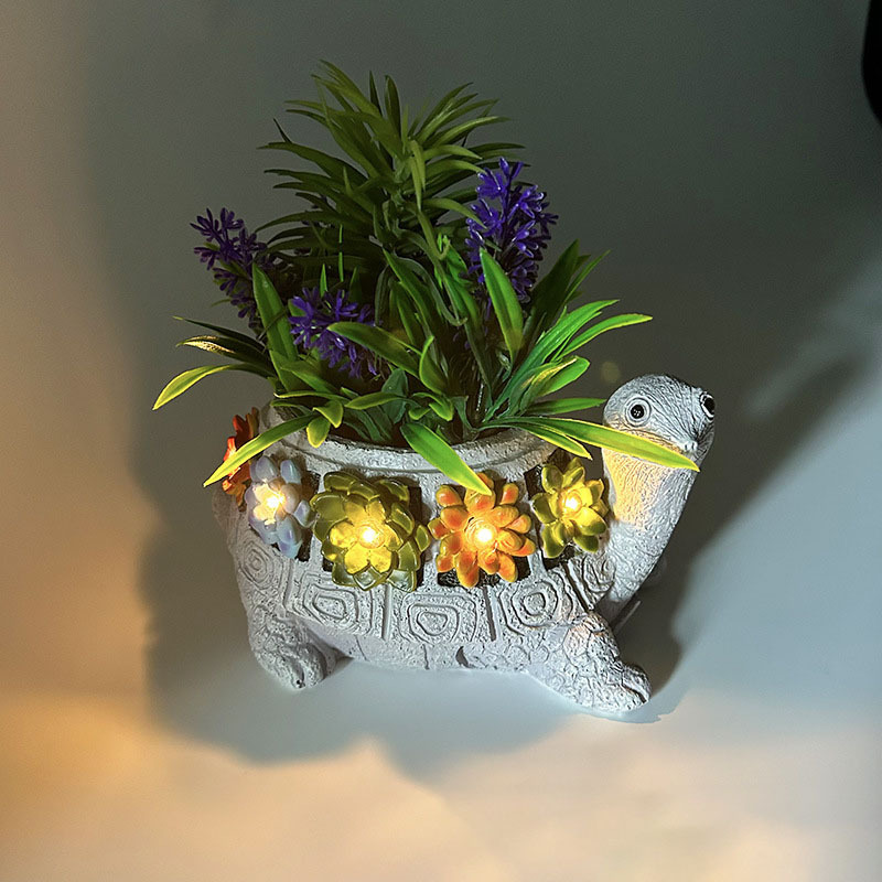 Outdoor Garden Waterproof Resin Planter Lawn Landscape Solar Lights