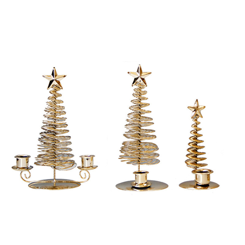 Exquisite Fusion: Middle Eastern Candle Holders for Arabesque Home Decor with Gold Metal Pine Christmas Tree Candle Stand