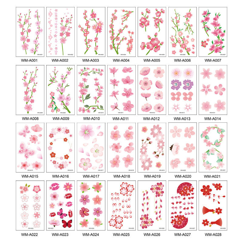 Waterproof Cherry Blossom Clavicle Tattoo Sticker Peach Blossom Small Fresh Flower Tattoo Sticker