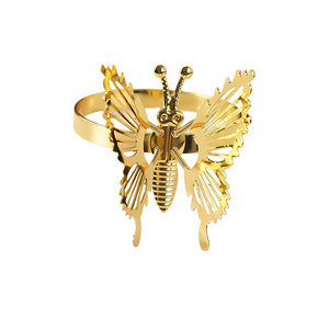 Golden butterfly opening napkin ring hotel dining table decoration