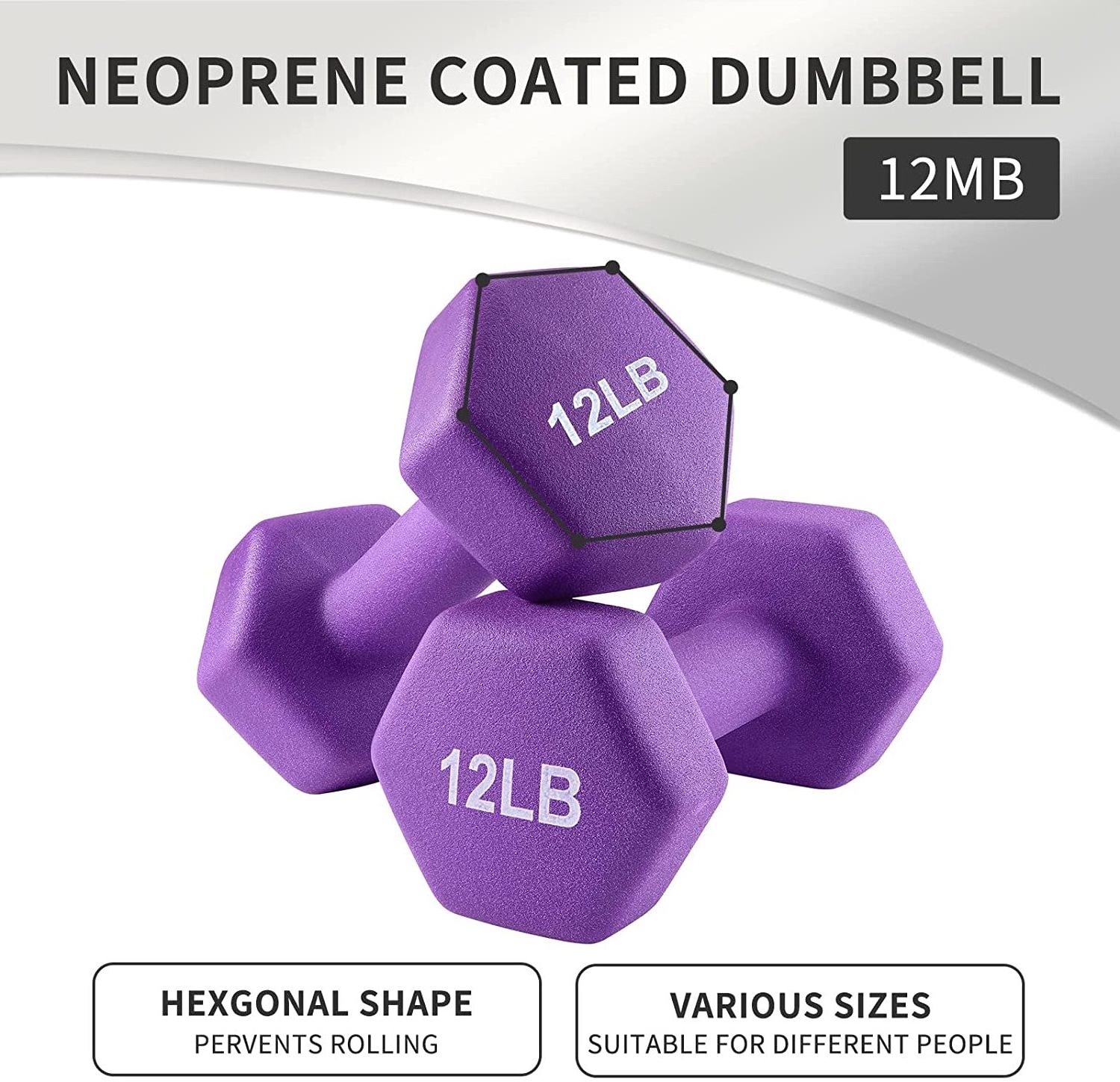 Factory Hot sale Custom Gym Fitness Equipment Sports Dipping colorful Neoprene hex Dumbbell set With Rack