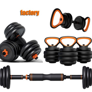 Gym Training Dumbbell Set Bodybuilding 6 In 1 Rubber-covered Barbell Kettlebell Multifunctional Adjustable Dumbbell Set