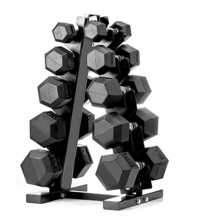 High quality Gym Equipments Weights Iron Rubber Dumbbell Set Weight Lifting Professional Hex Dumbbell Rack