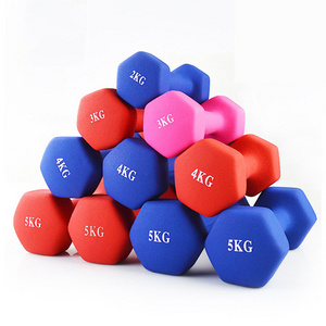 Factory Hot sale Custom Gym Fitness Equipment Sports Dipping colorful Neoprene hex Dumbbell set With Rack