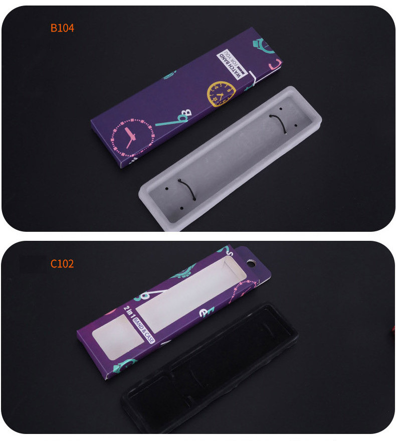 Custom Logo Printing Various Silicone Nylon Leather Watch Strap Gift Box Paper For Smart Watch Band Packaging Box