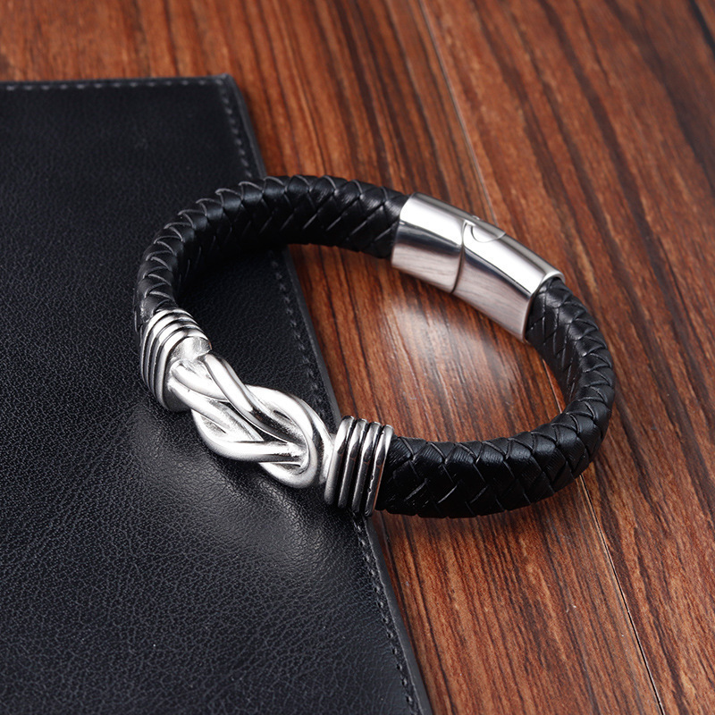 New Arrival Handmade Smart Multilayer Braided Rope Bracelet Stainless Steel Magnetic Clasp Bangles Mens Genuine Leather Bracelet