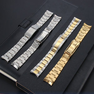 Luxury Rollex Curved End Replacement Metal Watch Bracelet 20mm 21mm Gold Solid Stainless Steel Metal Watch Strap Adjustable