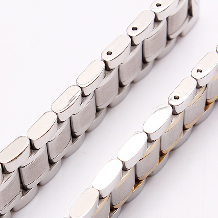 Customized Watch Accessories 19/20/21mm Solid Metal Stainless Steel Watch Strap Butterfly Buckle Curved End Watch Band