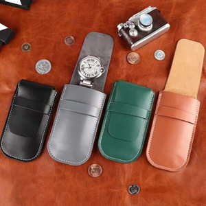 Customized Logo PU Leather Watch Storage Bag Watch Travel Jewelry Vintage Luxury Leather Single Watch Box Pouch for Men