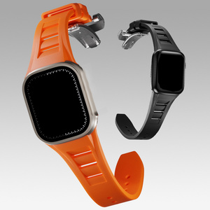 Customized Sport 42/44/45/49mm Smart Designer Folding Buckle Ultra Se 8 7 6 5 Liquid Silicone Band For RM iWatch Strap