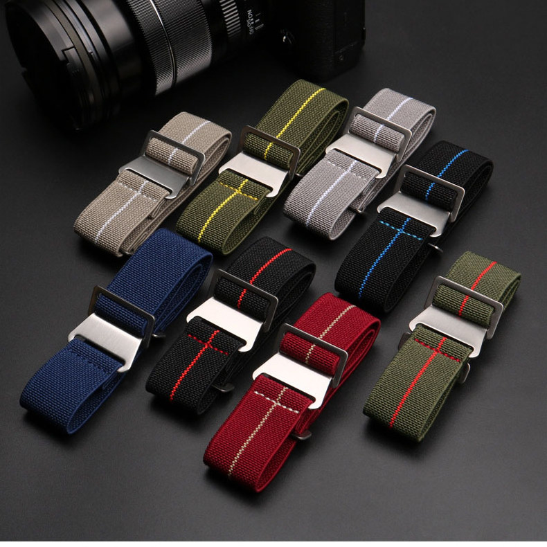 High Quality Marine French Force DNC Strap Watch Band 20mm 22mm Stretch Elastic Parachute Watch Strap