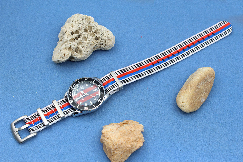 American flag Color Black White Blue Red High Quality One Piece Watchstrap 20mm 22mm Seat Belt Nylon Watch Band