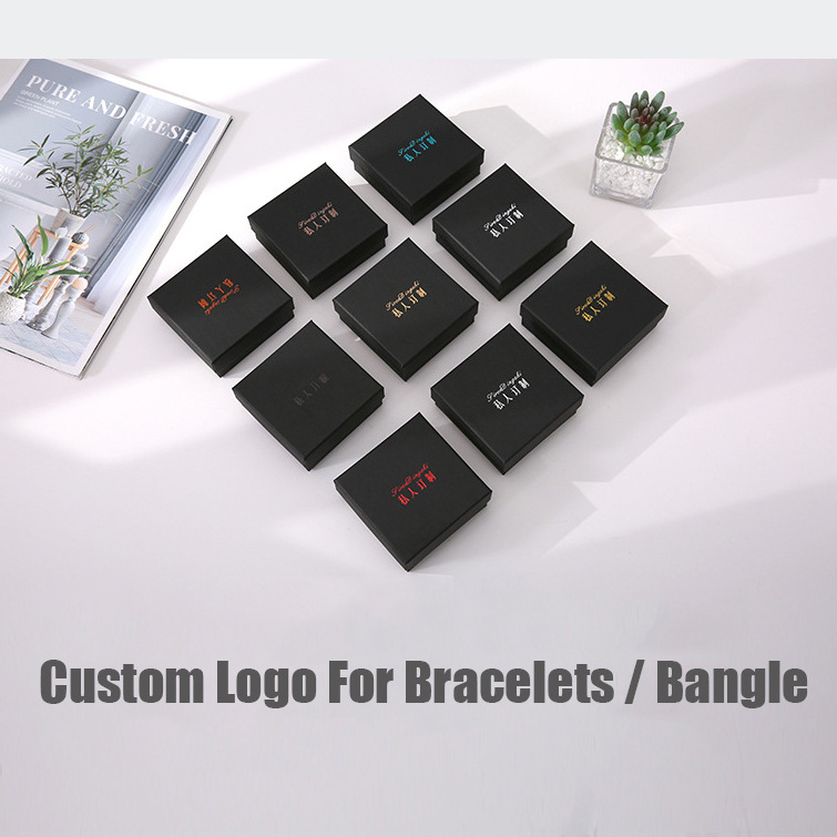 Custom Logo Luxury Black and Brown Paper Jewelry Packaging Box Bracelet Pouch Accessories Gift Ring Box Packaging Wholesale