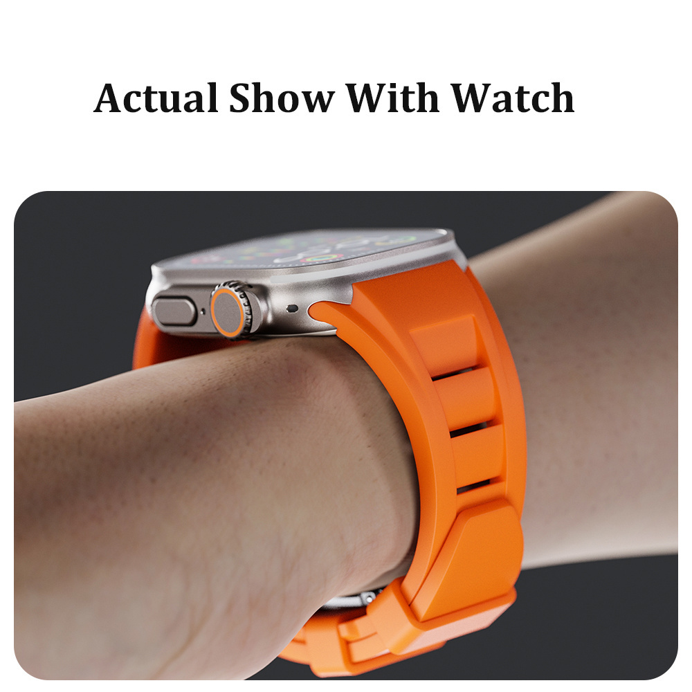 Customized Sport 42/44/45/49mm Smart Designer Folding Buckle Ultra Se 8 7 6 5 Liquid Silicone Band For RM iWatch Strap