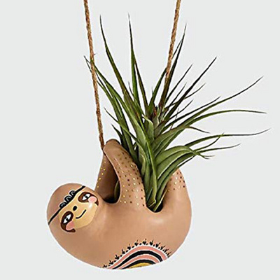 Indoor and Outdoor Decoration Gift Air Plant Vase Holder Cute Sloth Ceramic Succulent Cactus Hanging Planters