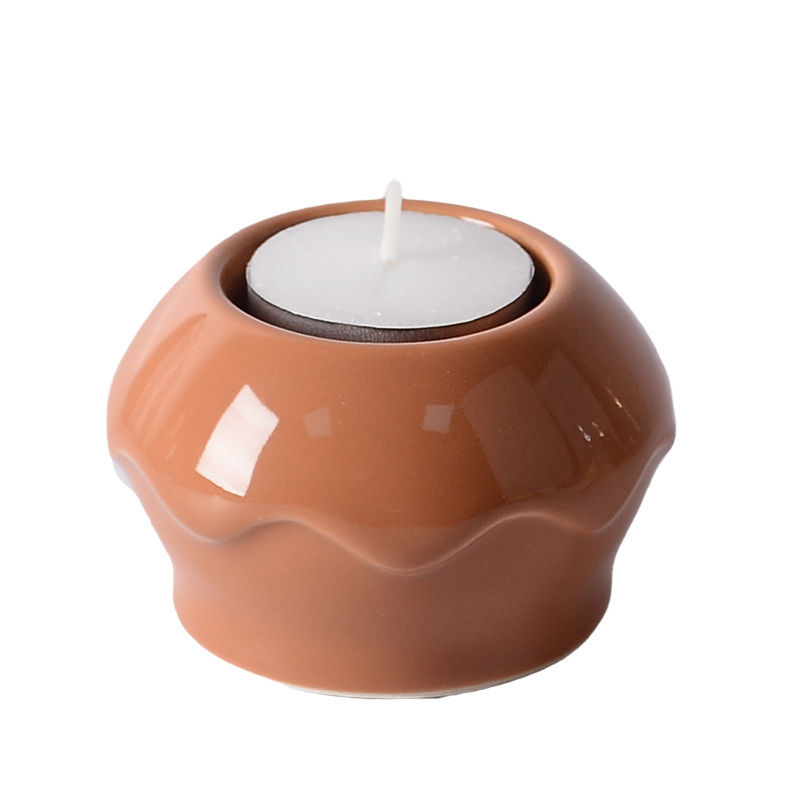 YST Ceramics Factory Modern Cheap Home Decoration Round Glazed Small Ceramic candle holders in bulk