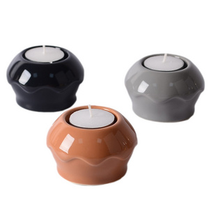 YST Ceramics Factory Modern Cheap Home Decoration Round Glazed Small Ceramic candle holders in bulk