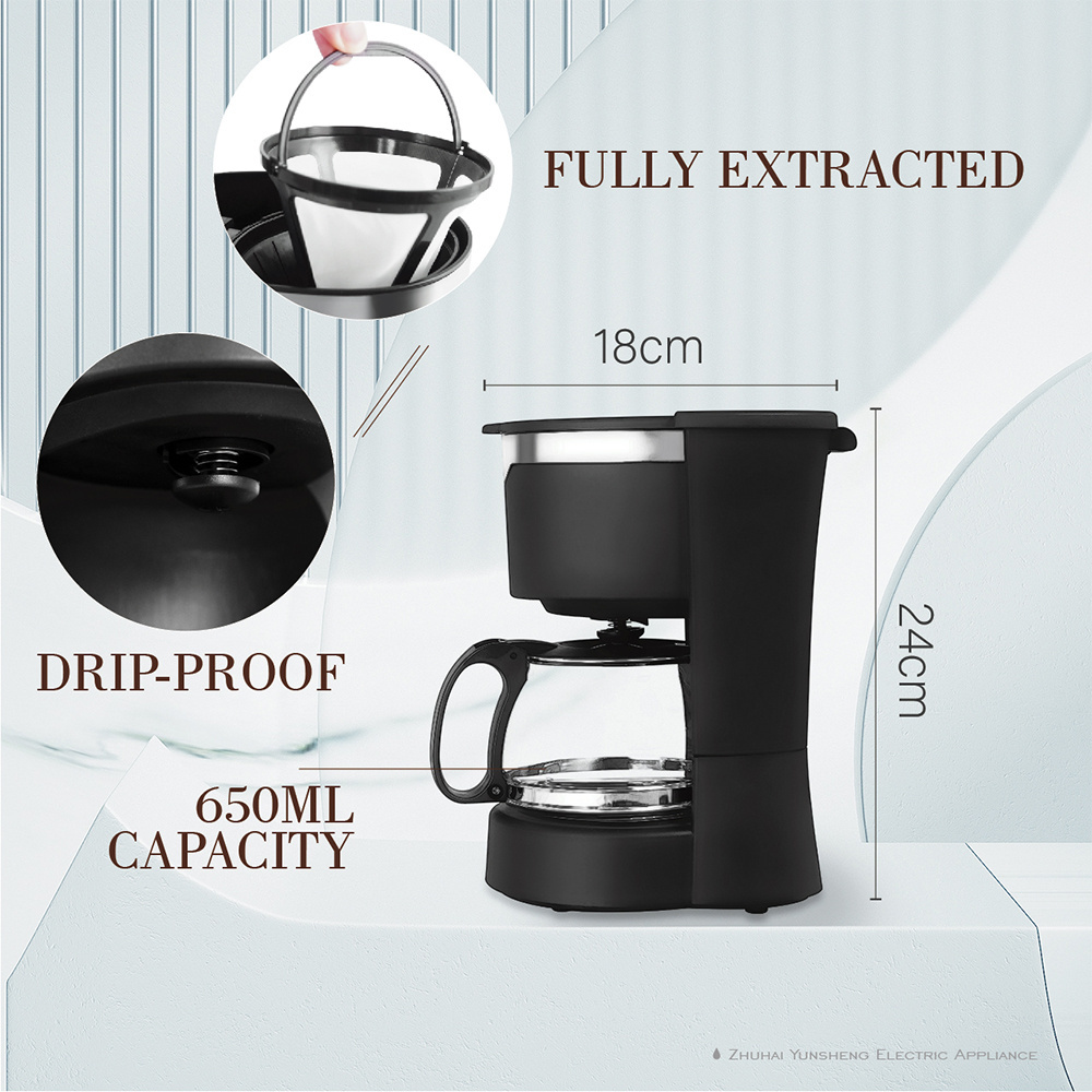 American Hotel Four 4 to 6 cups 0.6L 600ml to 650ml 650w white color automatic electric drip coffee makers machine cafetera