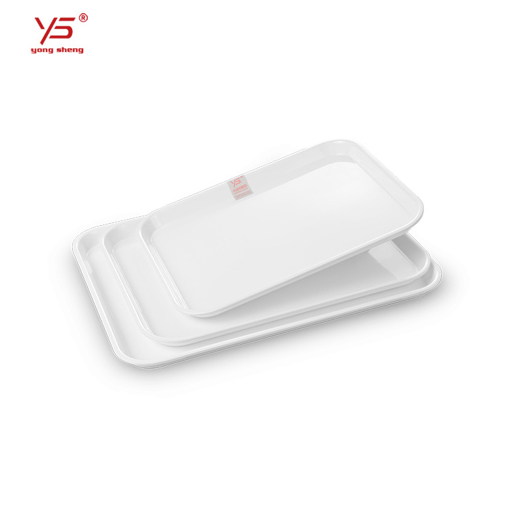 Plastic rectangular food service tray