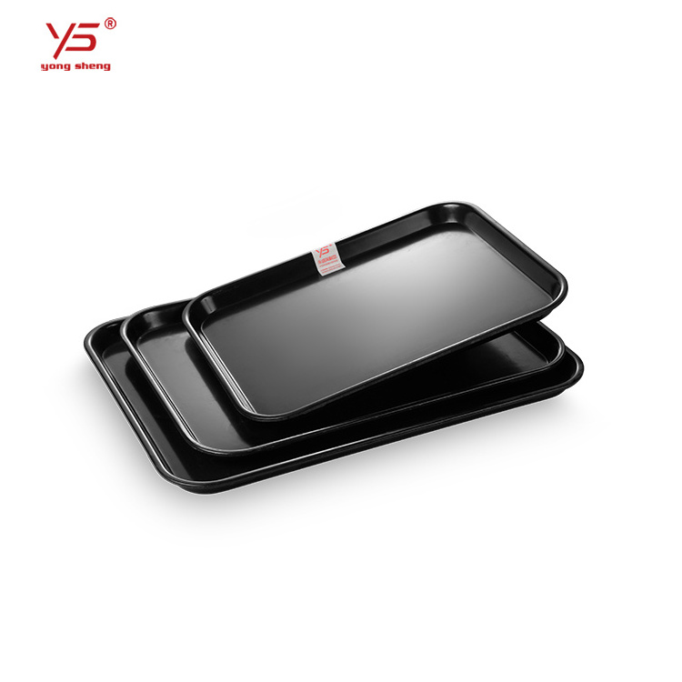 Plastic rectangular food service tray