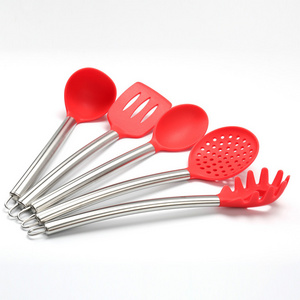 Factory wholesale silicone stainless steel kitchen utensils,Silicone kitchen utensils china,Kitchen set utensil