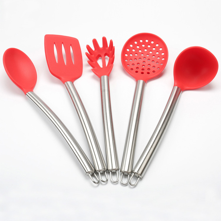 Factory wholesale silicone stainless steel kitchen utensils,Silicone kitchen utensils china,Kitchen set utensil