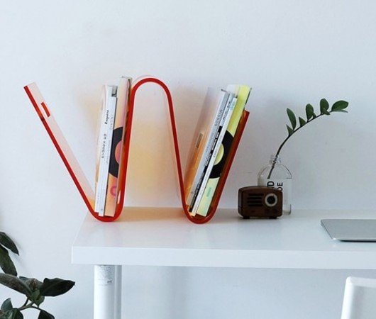 Portable Acrylic W Shape Hot Bending Book Display Stand Creative Decorative Storage Shelf for Book Display Racks