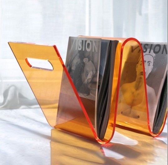 Portable Acrylic W Shape Hot Bending Book Display Stand Creative Decorative Storage Shelf for Book Display Racks