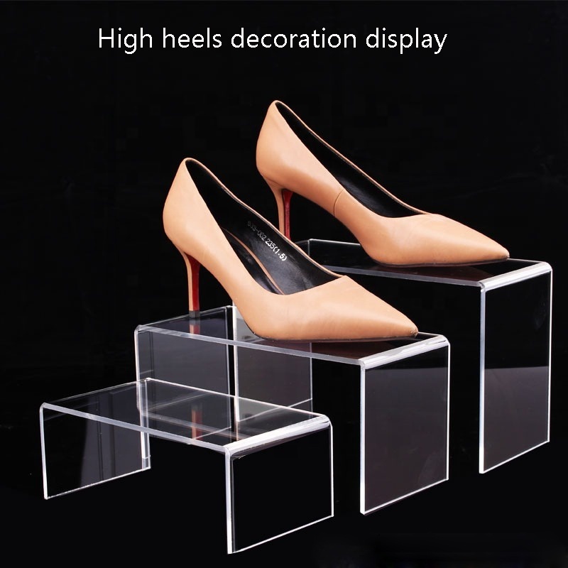 Custom Model Acrylic Shoe Riser Stand Plexiglass Shoe Display for Storage Show and Decorative Use in Shoe Stores