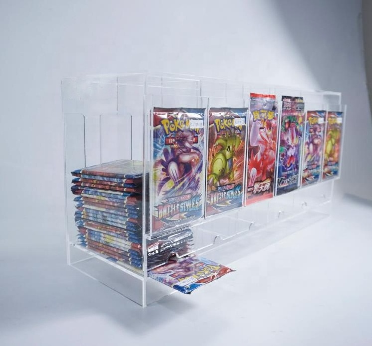 Low Moq Custom Acrylic 6 Slots Game Card Booster Pack Dispenser Cards Display Stand For Pokemon ETB TCG MTG Card Booster Packs