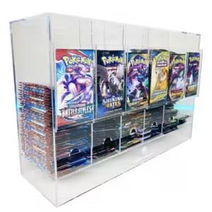 Low Moq Custom Acrylic 6 Slots Game Card Booster Pack Dispenser Cards Display Stand For Pokemon ETB TCG MTG Card Booster Packs