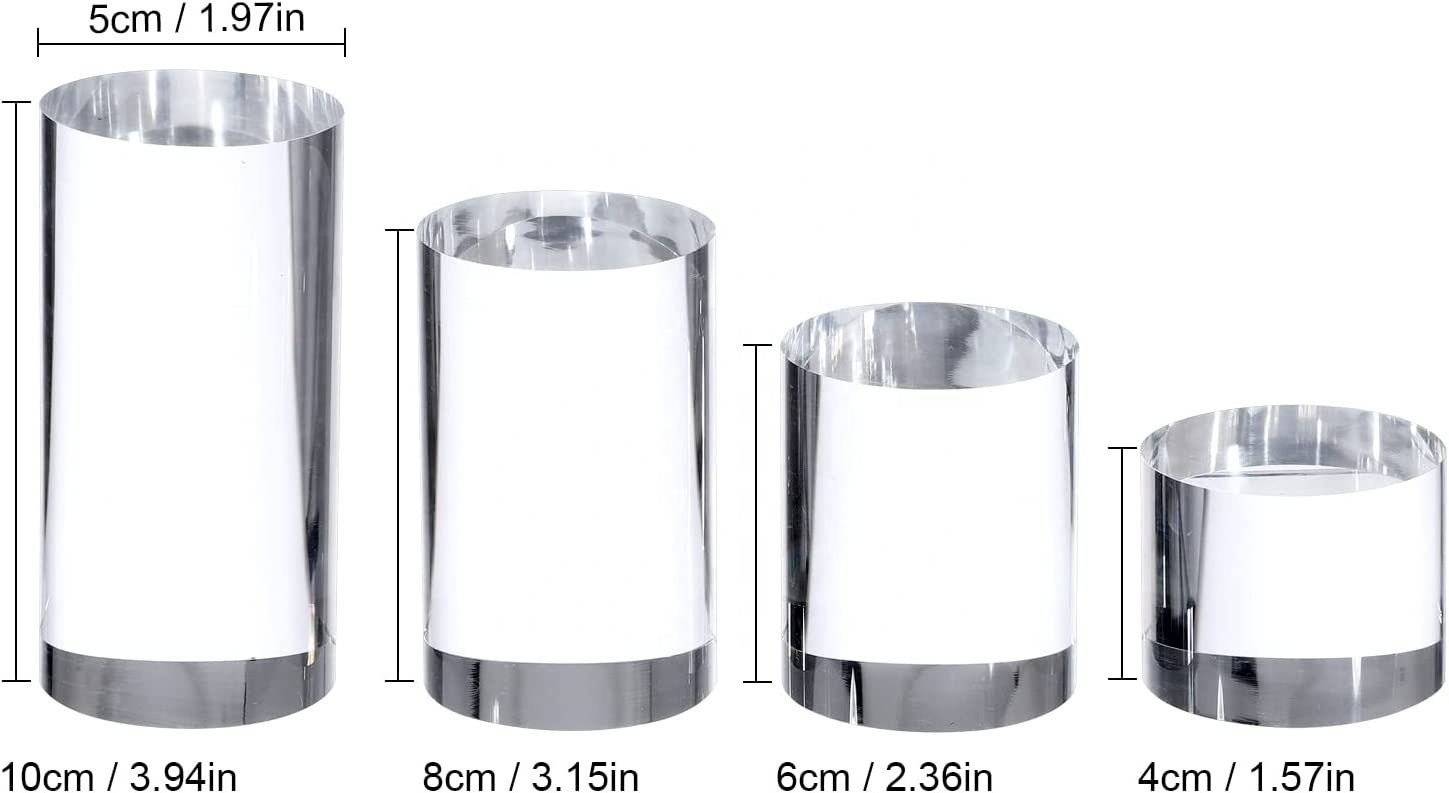 Hot Sales Polished Acrylic Cube Cylinder and round Photo Props for Photography Jewelry Cosmetic Handicraft Display Stand