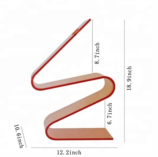 Portable Acrylic W Shape Hot Bending Book Display Stand Creative Decorative Storage Shelf for Book Display Racks