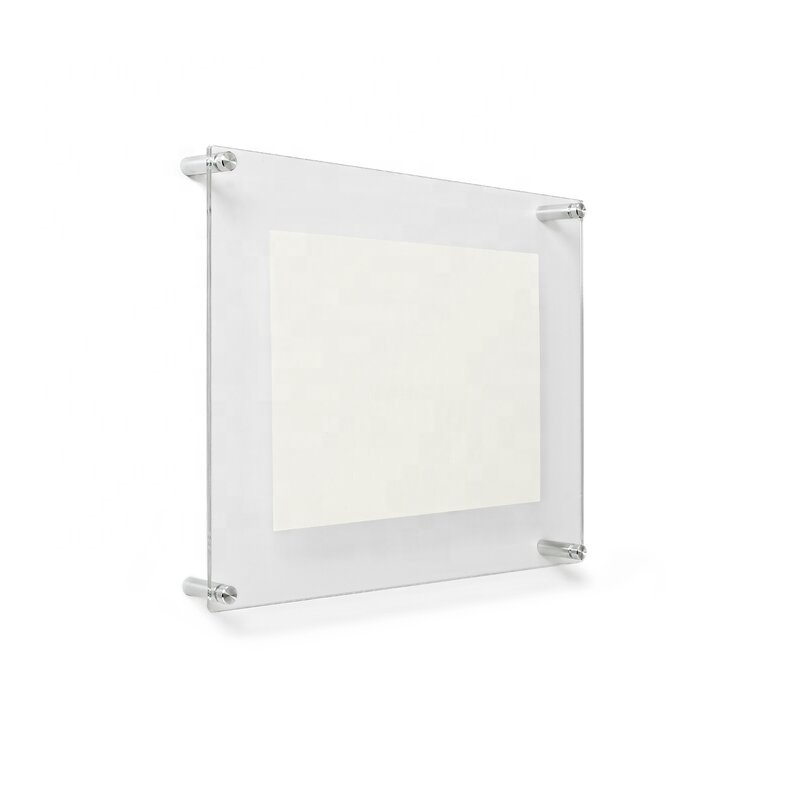 Transparent acrylic wall mounted floating frameless photo frame collage photo frame is used to display degree certificate