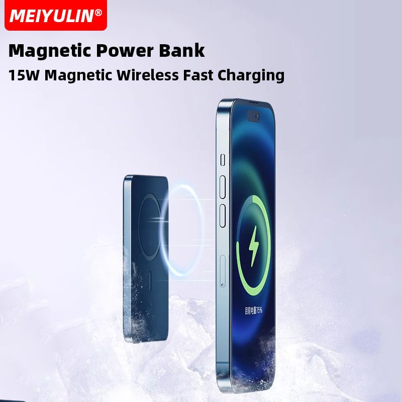 Aluminum alloy slim  5000mah 10000mah Magnetic Wireless Charger PD20W  BatteryPack Fast Charge Metal Powerbank banco de poder